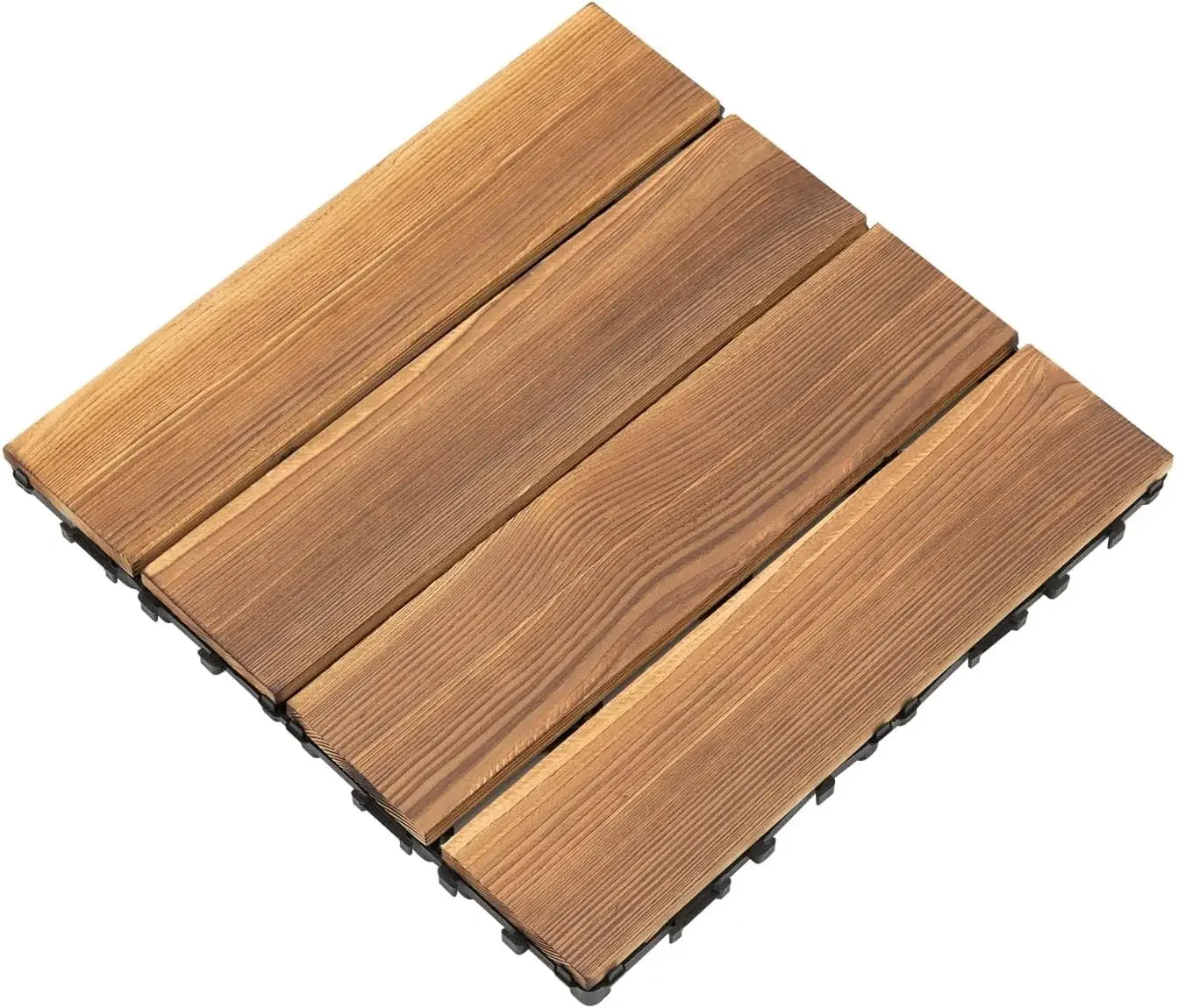 Interlocking Wooden Decking Tiles for Outdoor Flooring, 36 Pcs Garden and Patio Deck Tiles, Easy to Install Interlocking Design