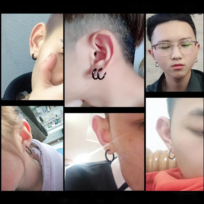 5 pair Women/Man Stainless Steel Small Hoops Earring Piercing Ear Cartilage Tragus Simple Thin Circle Anti-allergic Ear Buckle image 6
