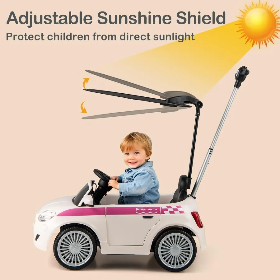 รถเข็นเด็กแบบ 3 in 1 รุ่น Fiat 500 พร้อมที่วางเท้าแบบยืดหดได้  มีที่จับควบคุมสำหรับผู้ปกครอง