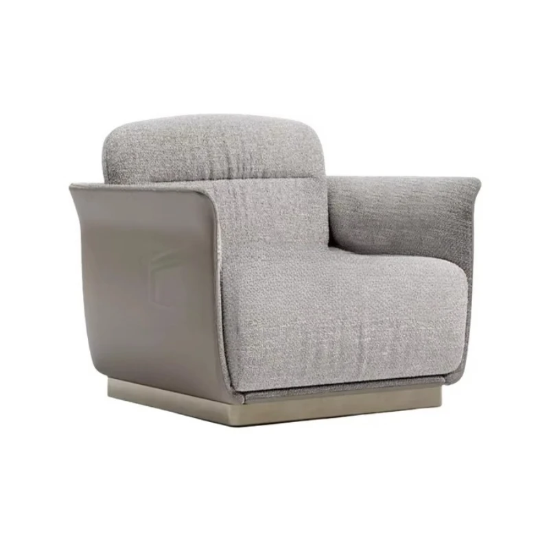 

Light luxury hotel clubhouse exhibition hall, reception leather fabric single and double three-person sofa