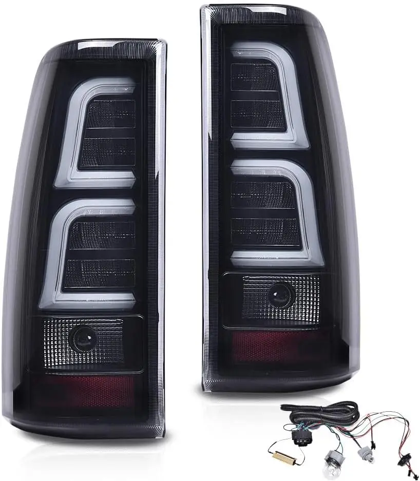 

LED Tail Lights Replacement Compatible with Chevy Silverado 2003-2006 GM2800174, GM2801174 Smoky(w/wiring harness)