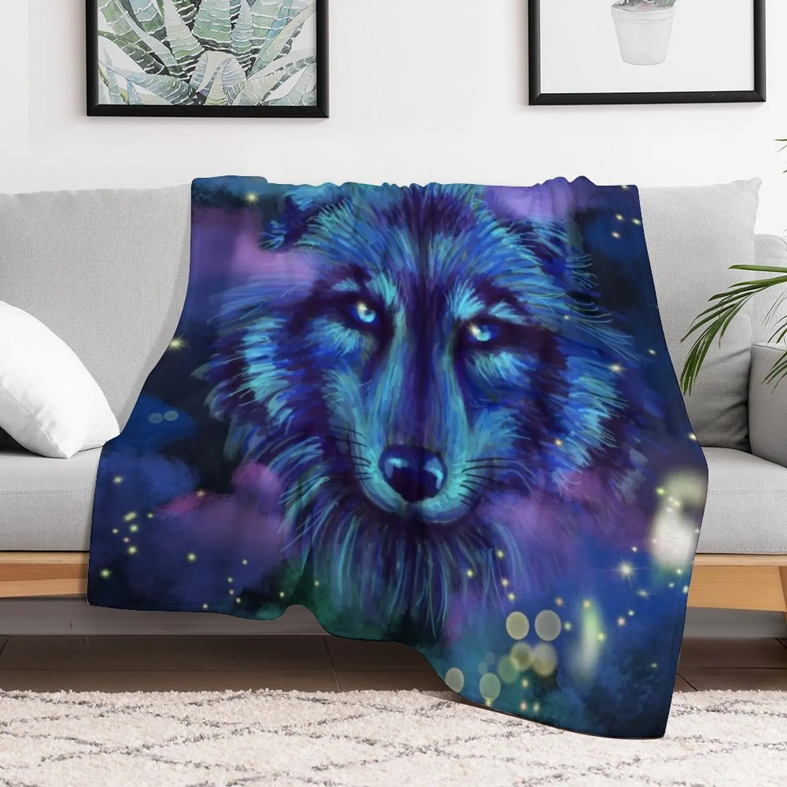 

Astral Wolf Throw Blanket Plaid on the sofa Summer valentine gift ideas Blankets