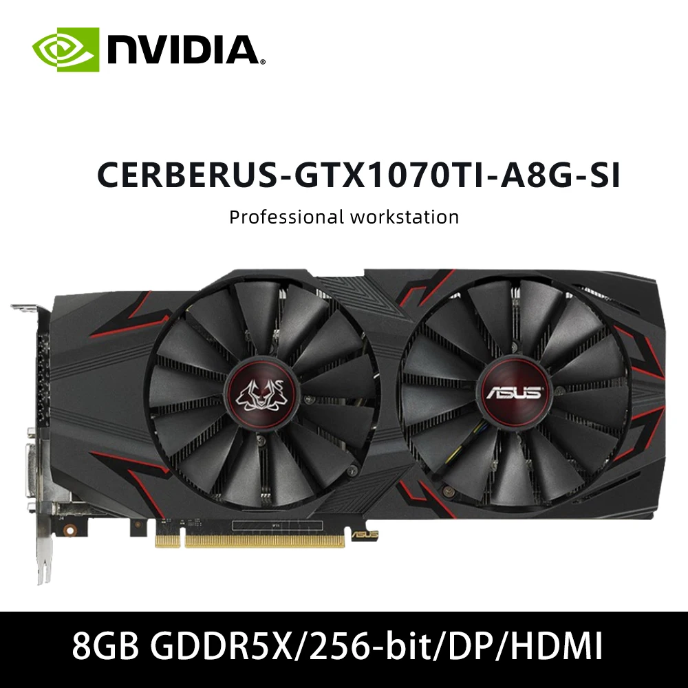 Placa de vídeo ASUS NVIDIA CERBERUS GTX 1070TI A8G SI 8GB GDDR5