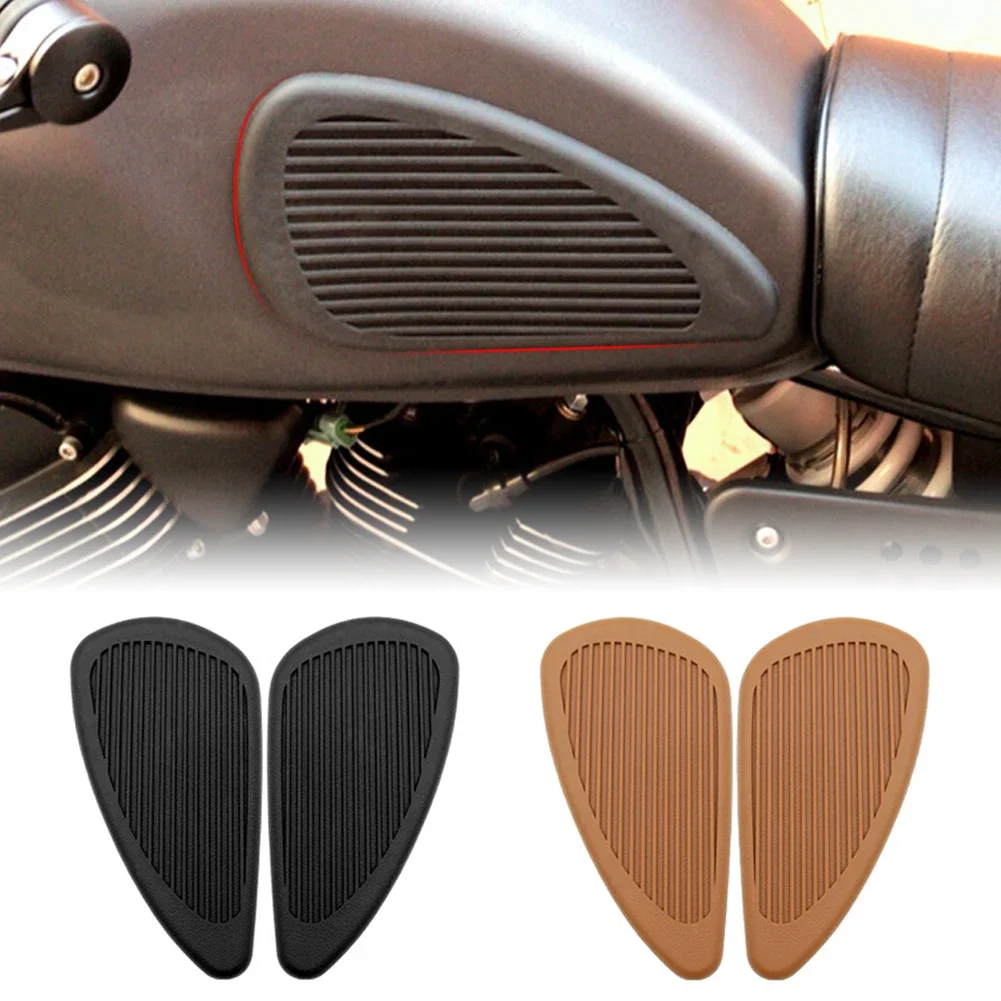 NEW 2Pcs Motorbike Motorcycle Tank Knee Pad Retro Gas Fuel Tank Rubber Stickers Pad Protector Sheath Part Classic Vintage