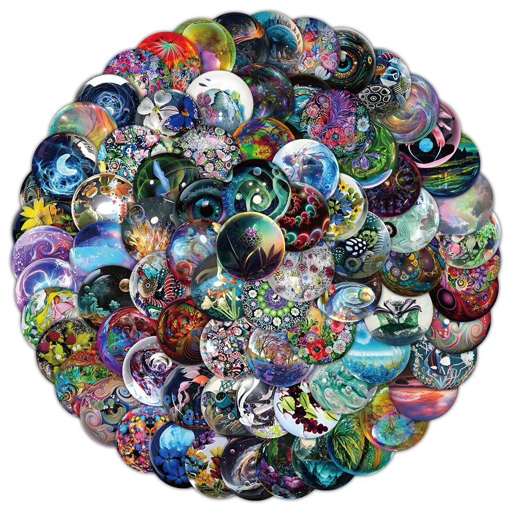 10/30/50/100pcs The World in Glass Ball Cartoon Stickers Aesthetic Decals for Kid DIY Laptop Phone Skateboard Sticker Wholesale