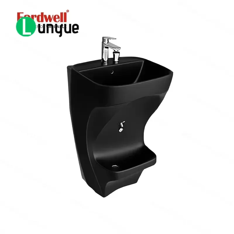 Custom Ceramic Wash Basin Foot Bath Freestanding Matte Black Muslim Wudu Basin High Quality Bathroom Sink for Home Hotel Use