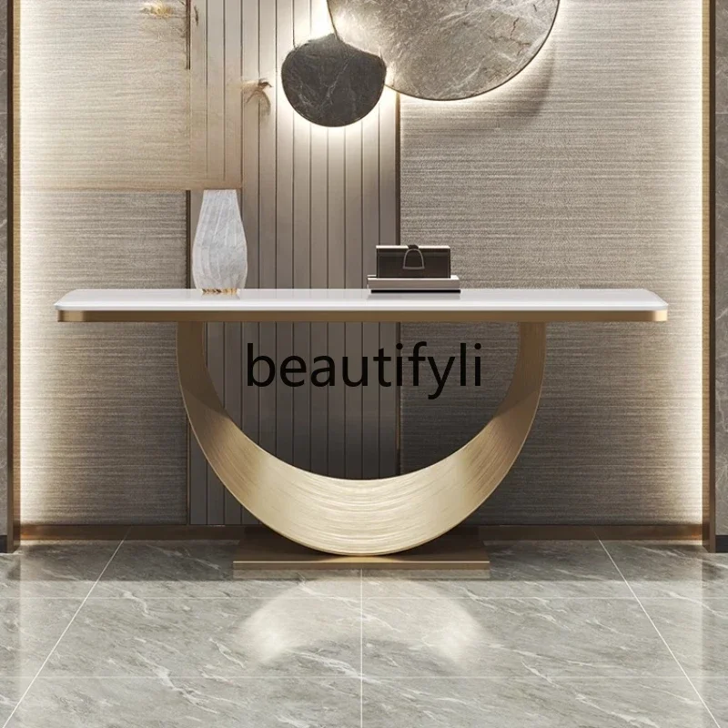 

Italian simple luxury jade spar, light luxury modern entrance table for home use, entrance platform6239