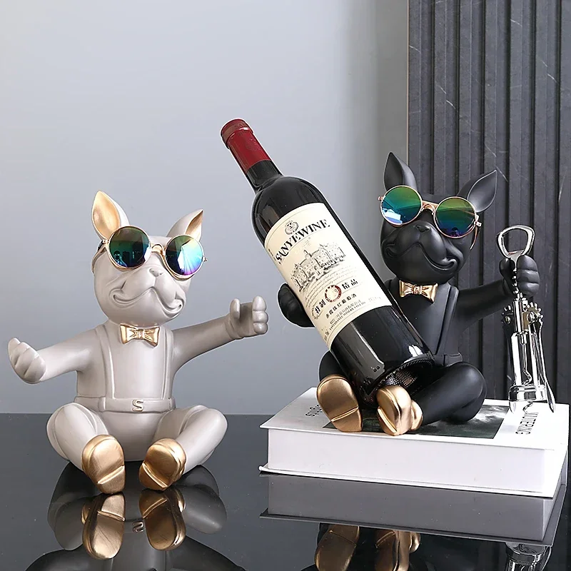 French Bulldog Wine Cabinet Red Wine Storage Rack Dog Butler Table Decoration Wine Cabinet Red Wine Bracket Housewarming Gift