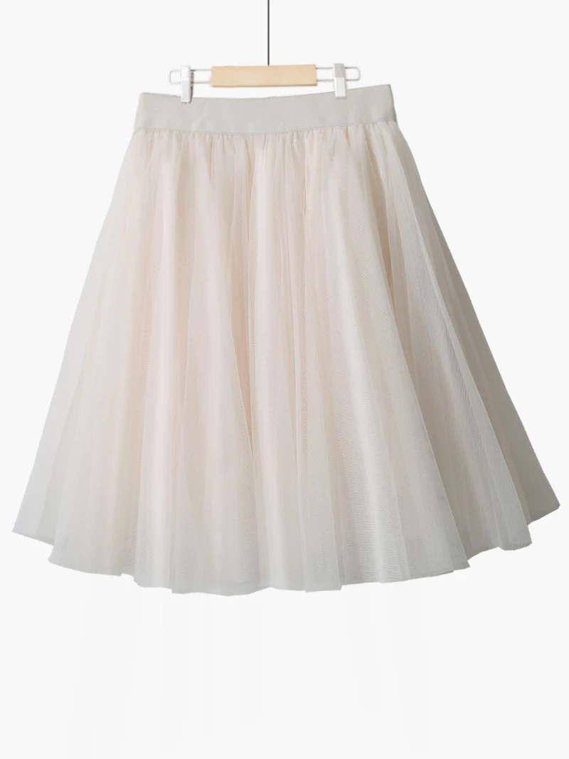 

Spring New Sle High Waist Pure Color Versatile ort A-Line Tulle Skirt Puffy Fairy f-length Me Skirts for Women