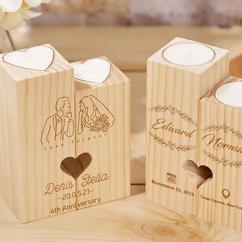 Personalized Wooden Candle Holder Custom Woodine Of Life Family Tree First Name Mother\'s Day Gift Couple Anniversary Home Decor