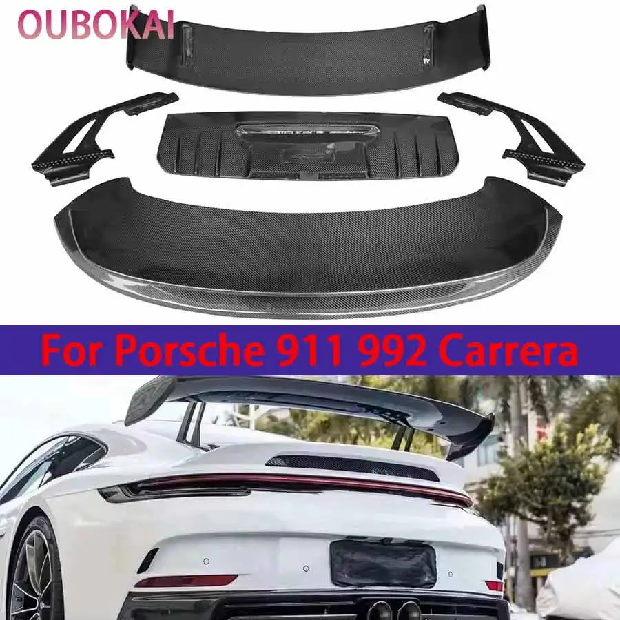 Für Porsche 911 992 Carrera Echtcarbon Heckflügel Heckspoiler Leitflügel Heckflügel-Deflektor verbessertes Karosserie-Kit