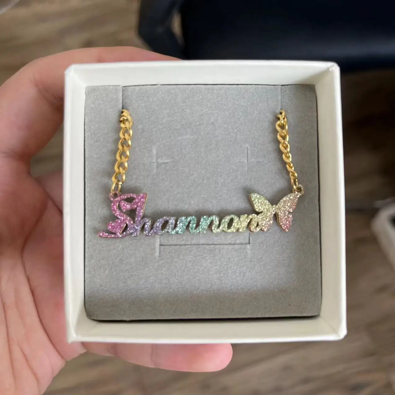 Custom Stainless Steel Name Necklace For Women Color Name Cuban Chain Personalized Necklace Butterfly Heart Chain Choker Jewelry