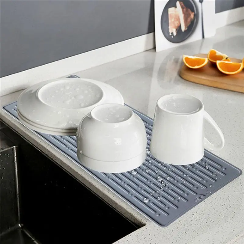 【HOT N07R】 Silicone Square Dish Drying Mat Drain Pad Water Filter Table Placemat Kitchen Heat Resistant Protection B