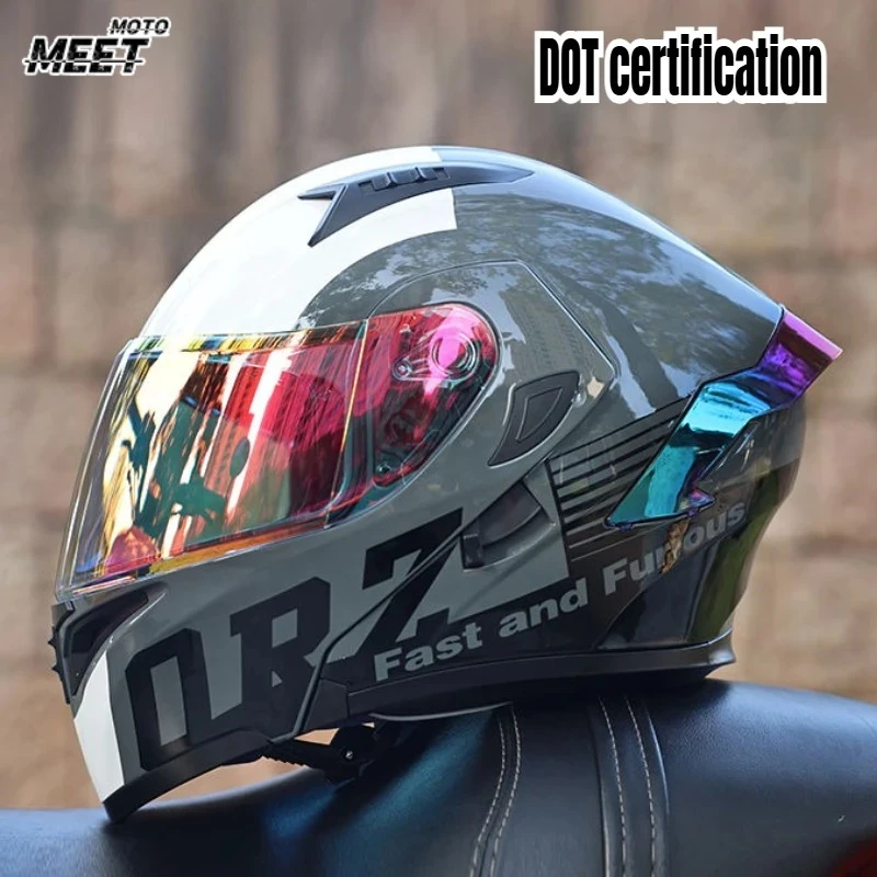 

Hot DOT Approved Motorcycle Helmets Double Visors Modular Flip Up Helmet Full Face Casque Moto Racing Casco Abatible Para Moto