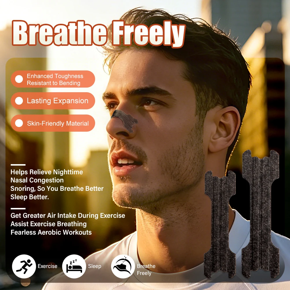 30Pcs Hypoallergenic Nose Strips Breathable Non-Invasive Breath Nasal Strips Nasal Congestion Anti-Snoring Sticker