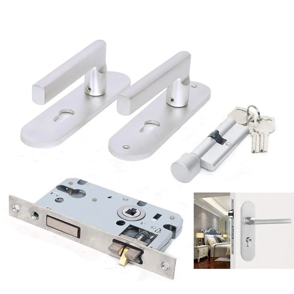 Modern Handle Lock Cylinder Front Back Latch Home Safety Commercial Duty Office Door Keyed Lever Lockset With Keys