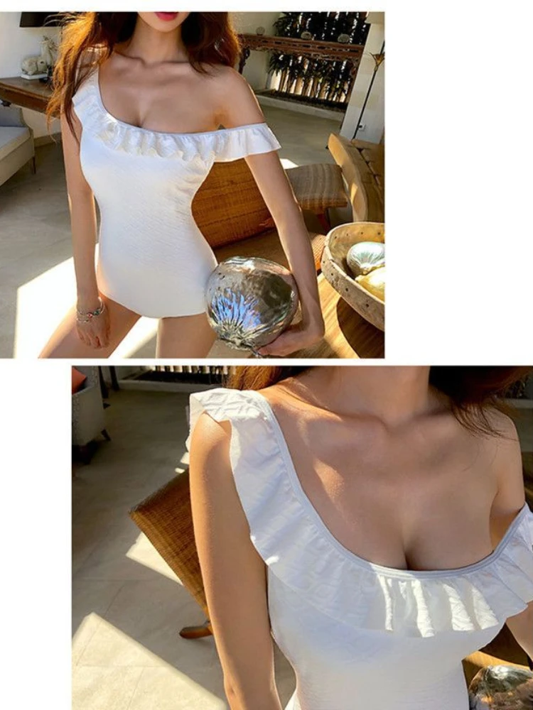 Japanese Harajuku style Y2K hot girl black and white diamond grid one-piece swimsuit hot spring vacation sexy hot girl swimsuit