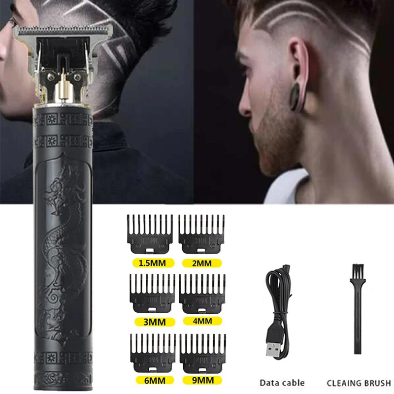 Aparador de cabelo elétrico para homens, T9, recarregável, portátil, máquina de corte de cabelo, barbeador, barbeiro técnico