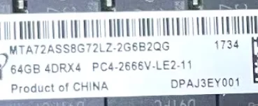 

Для 64 ГБ 4DRx4 PC4-2666V MTA72ASS8G72LZ-2G6B2