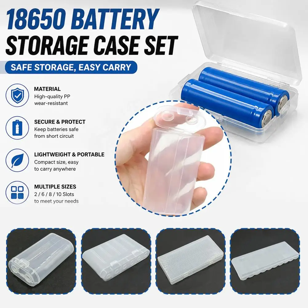 Transparent Battery Organizer Holder For 18650 Cells Secure Snap-Lock Storage Case Portable Protection For Electronics And EDC