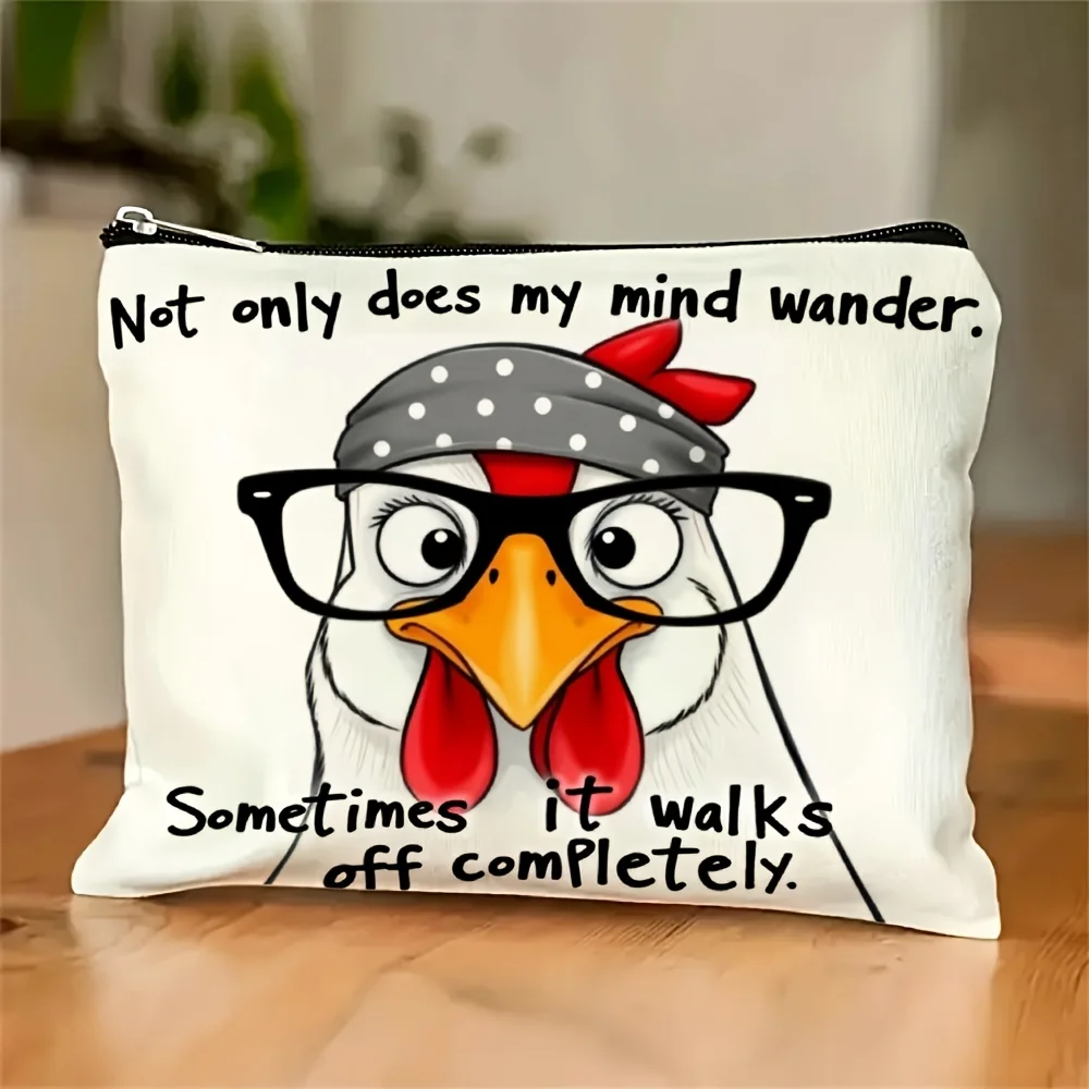 Bolsa de maquiagem de frango de desenho animado ACute – uma linda bolsa multifuncional com zíper, bolsa de armazenamento de joias