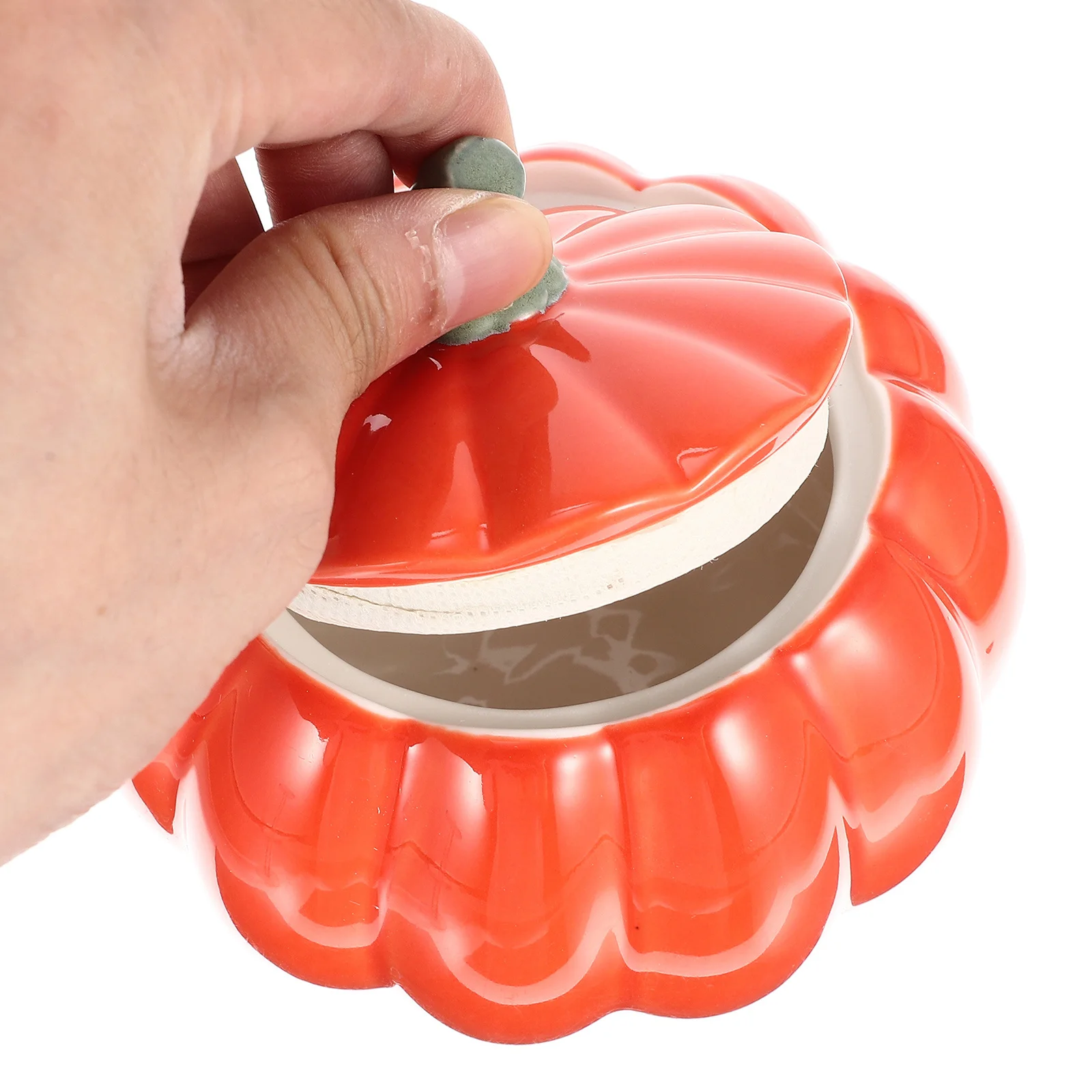 

Pumpkin Shaped Food Storage Jar Orange Ceramic Airtight Container for Tea Coffee Sugar Salt Dry Snacks Cereal Beans Nuts