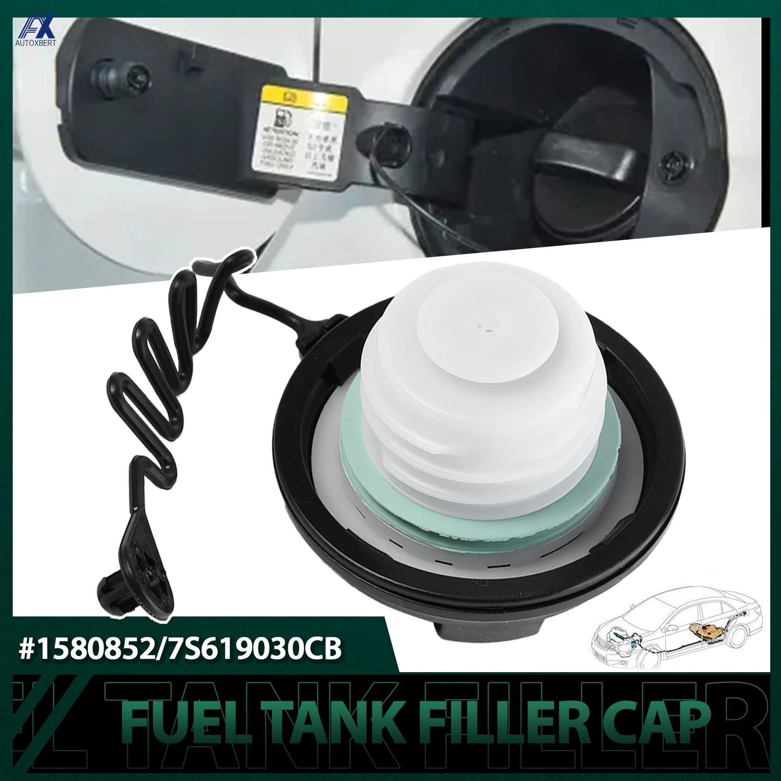 Tapa de llenado de tanque de combustible diésel de gasolina con correa 1580852 para Ford Fiesta MK5 2001-2008 Transit Custom Fusion E1F1-9030-AA 7S61-9030-CB