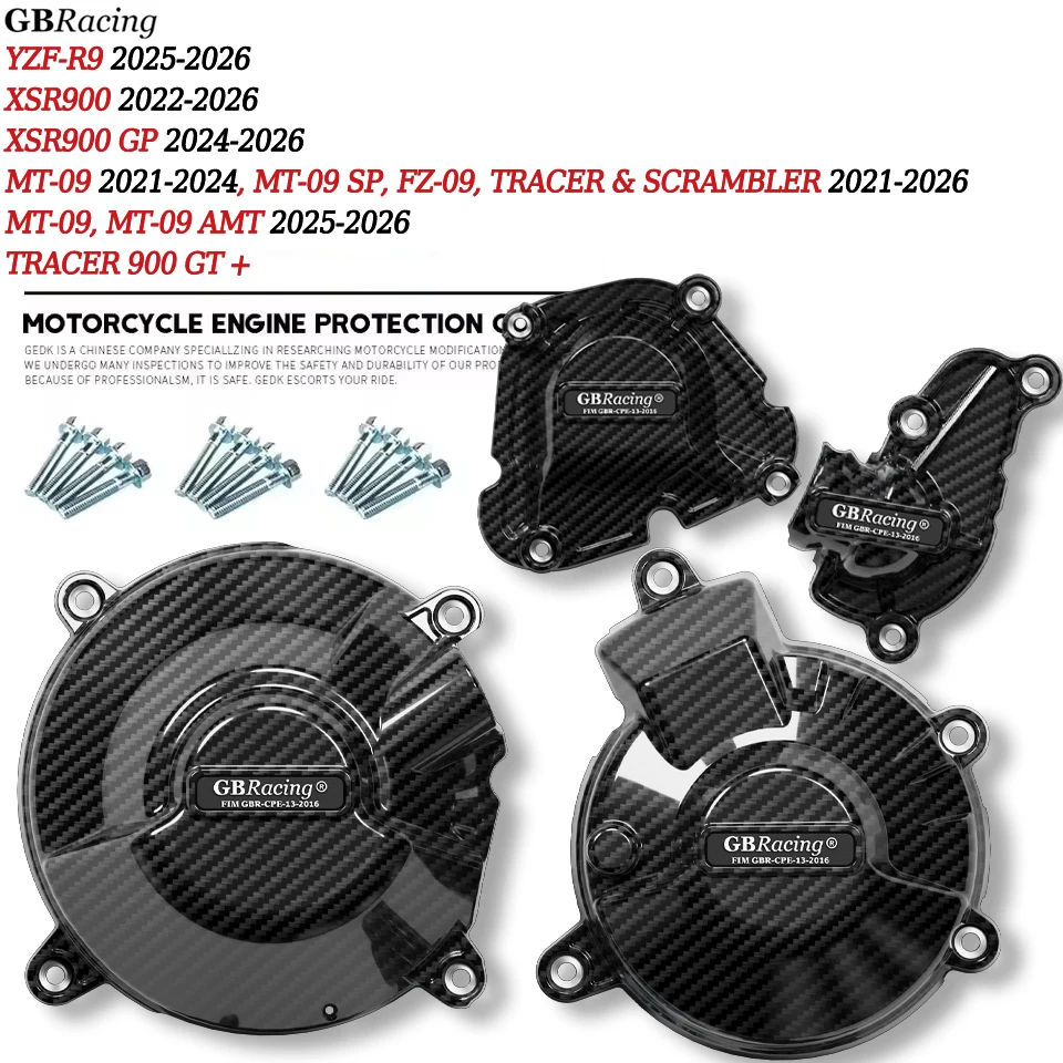 Accesorios para Moto YZF-R9 y MT-09 ATM 2025-2026, MT-09/SP, FZ-09, Tracer/GT + y Scrambler 2021-2026, Juego de Cubiertas Secundarias del Motor