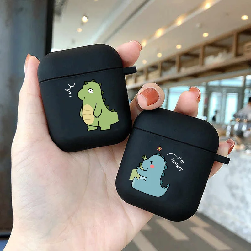 

Luxury Catoon Cute Couples Dinosaur Soft silicone TPU Case For AirPods Pro 1 2 3 4 Black Wireless Bluetooth Earphone Box Cover