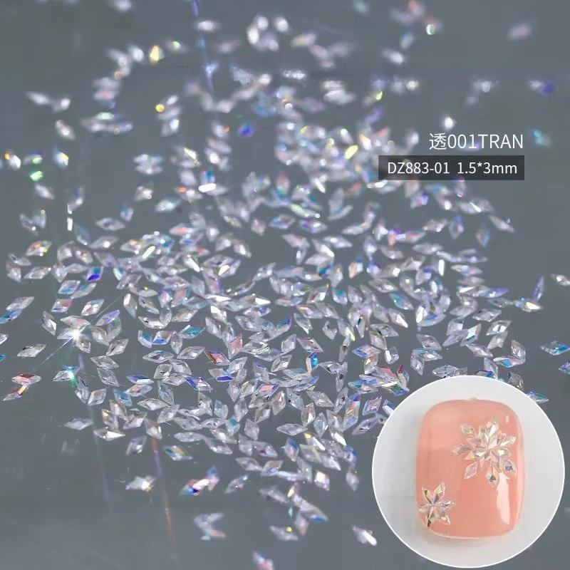 5A 스파클 미니 지르콘 오로라 얼음 반투명 코냑 믹스 모양 샤프 다이아몬드 네일 아트 라인 석 장식 매니큐어 매력
