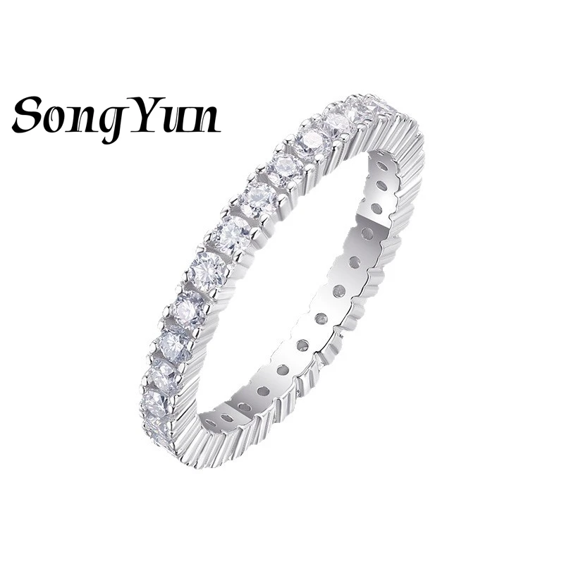 

SONGYUN Luxury Jewelry 925 Sterling Silver Ring VVS Moissanite Date Night Ring for Partner 18K Gold Plated SYT Patent Fine Rings