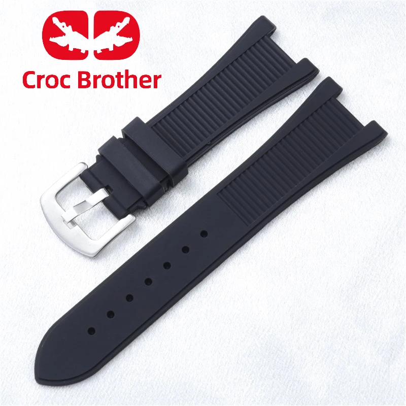 Replacement PP Patek Philippe Parrot Elegant Brilliant Radiant Series Silicone Watch Strap for Men - Concave Strap