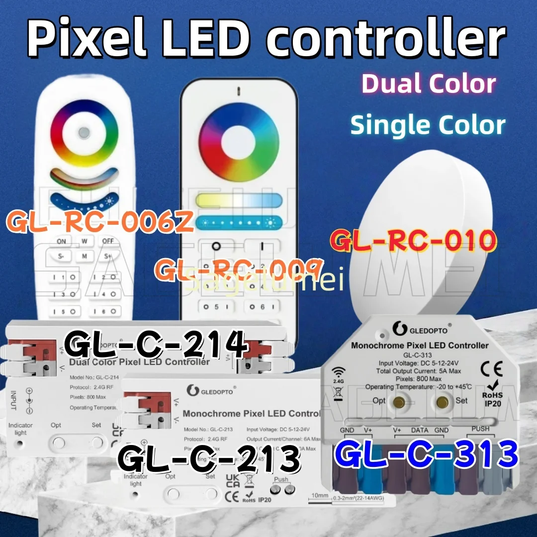 

GLEDOPTO For Dual Color or Single Color WS2811 WS2812B LED Strip Light 2.4G Pixel LED Controller Dynamic Horse Racing Lighting
