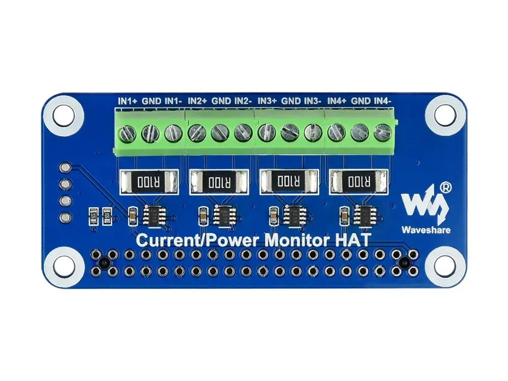 Fotografia 6: Waveshare chapéu de monitor de corrente/tensão/potência de 4 canais para Raspberry Pi, interface I2C/SMBus