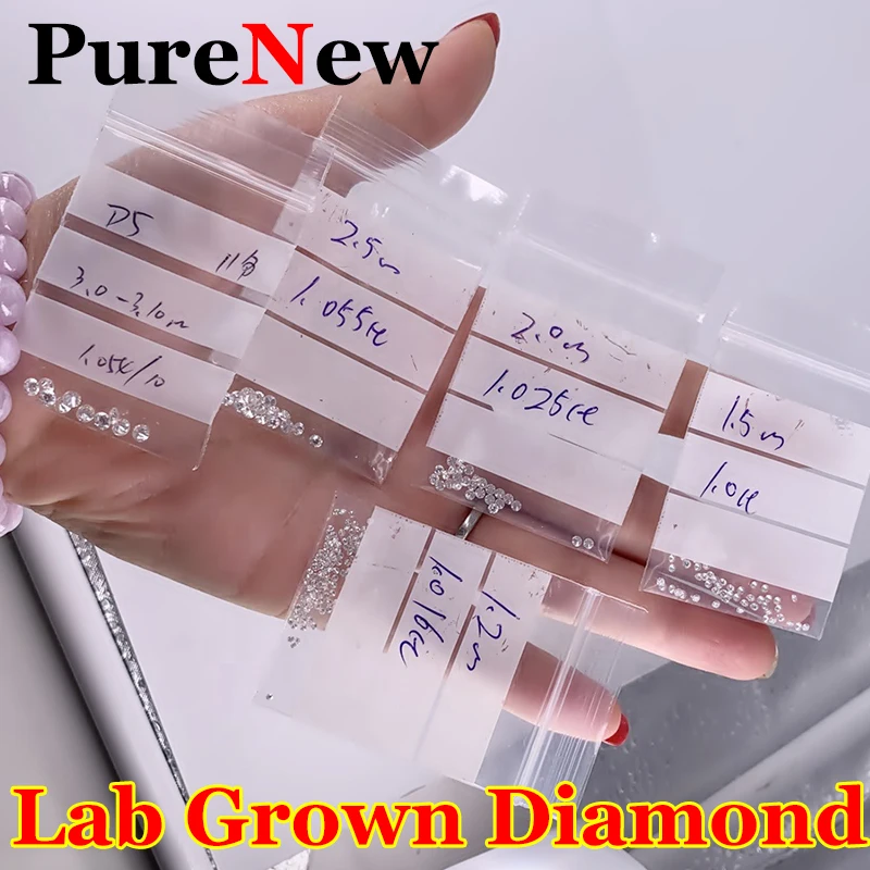 0.8-3mm Premium Melee Lab Grown Diamond Loose Without IGI HPHT DEF VVS-SI Small Size 1CT Lab Grown Diamond Pass Diamond Test