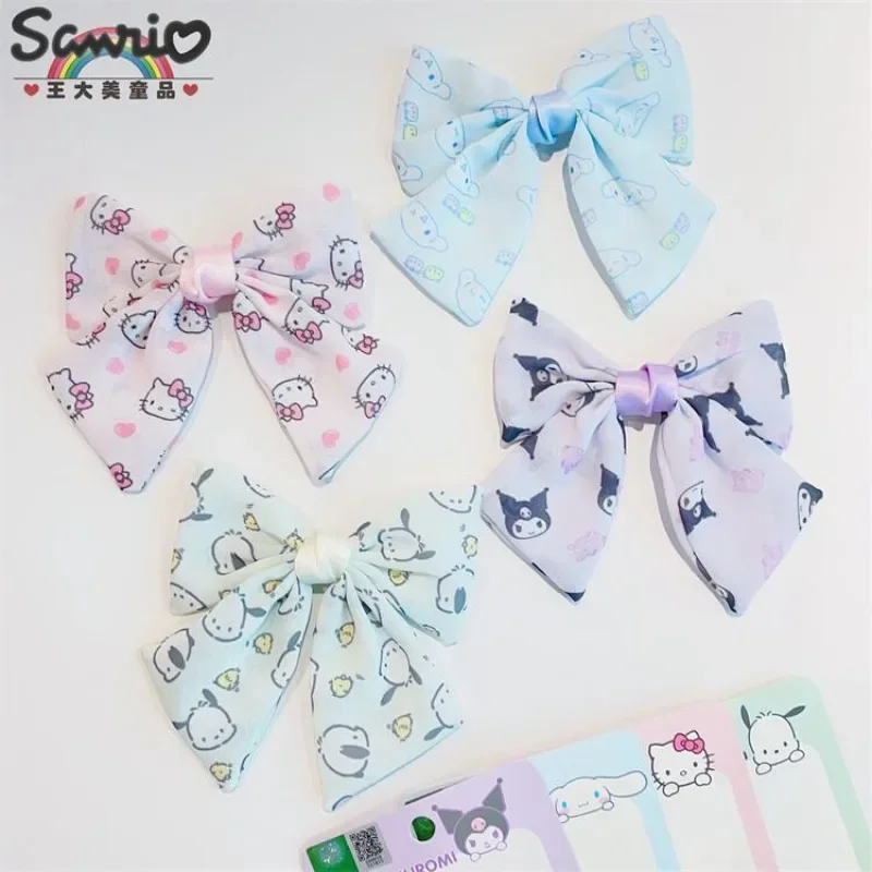 Sanrio Baby Girl Bows Hair Clip Hello Kitty Hairclips Kawaii Hair Accessories Headbands Ties Fashion Hairties Kuromi Girls Fall