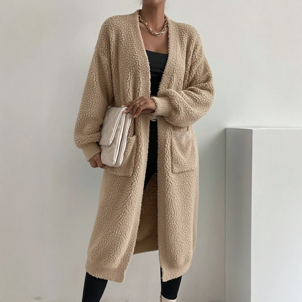 

Casual Plush Coat Autumn Fashionable Women's Outerwear Comfortable Soft Material No Decoration Style