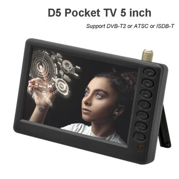 Pocket TV D5 inch DVB-T2 ATSC ISDB-T Digital and Analog Mini small car television Portable TV Support USB TF MP4 AC3