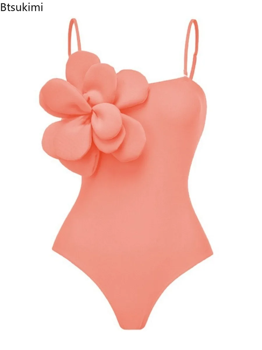 New 2025 Flower One Piece Swimsuit Luxury Women Swimwear Monokini Bodysuit Swim Suit Bathing Suit Belt Beach Wear Summer Suits
