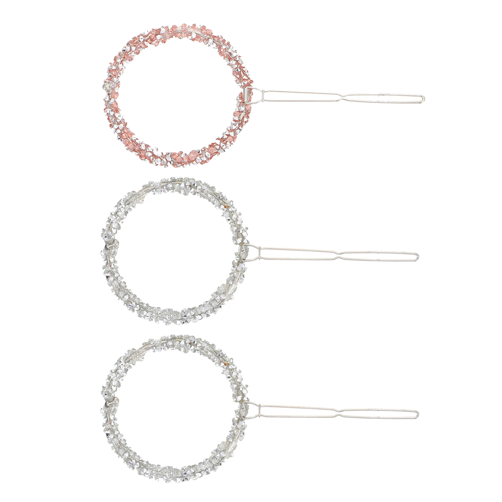 

3pcs Full Drill Hair Clip Round Shape Crystal Trinket Rhinestone Barrette Hair Accessories High Quality Material
