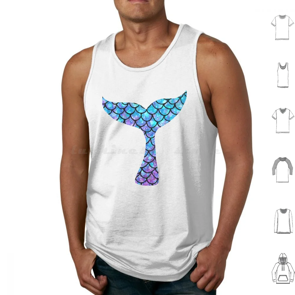Camisetas sin mangas con estampado de cola de sirena, algodón, escamas de cuento de hadas, cola de ballena, Animal ártico, mar, océano, agua, pez, Delfín