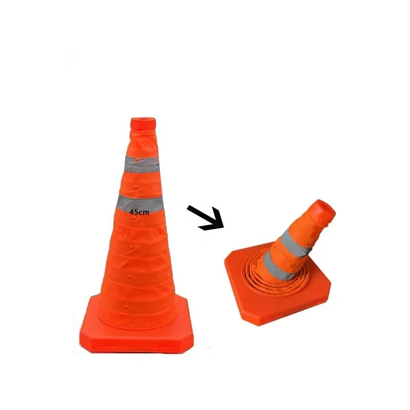 Durable  Foldable Traffic Reflective Safety Cone with LED Lights 30cm 45 cm 70cm Height Collapsible Traffic Cones Multi Purp