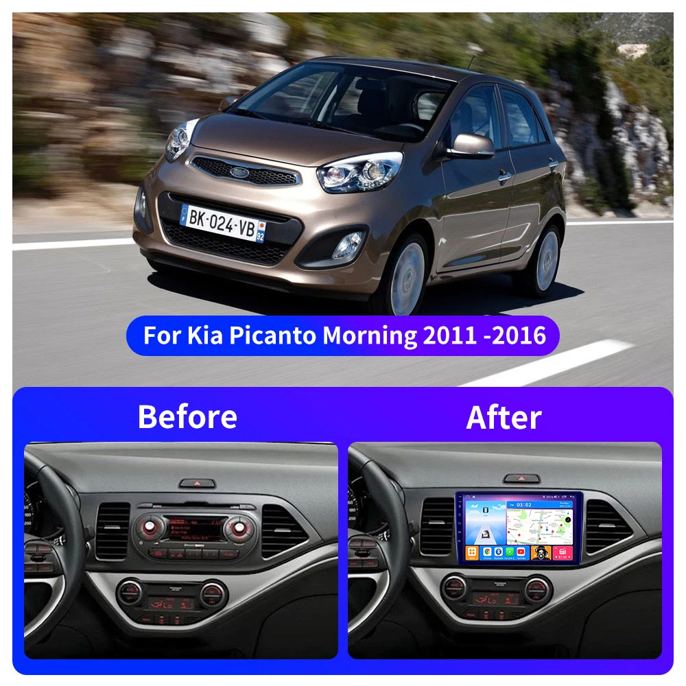 EKIY reproductor Multimedia con GPS para coche autorradio estéreo con Android DSP LHD NO 2DIN Carplay para Kia Picanto Morning 2011-2016 T7