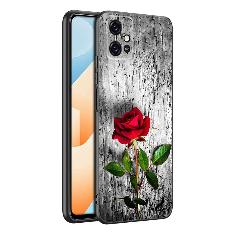 Rose Pink Flower Silicone Phone Case For V27 V30 Pro V29e Y27 Y55 Y78 5G Y02S Y15S Y17S Y21S Y33S Y76S Y16 Y22 Y35 Y36 image 6
