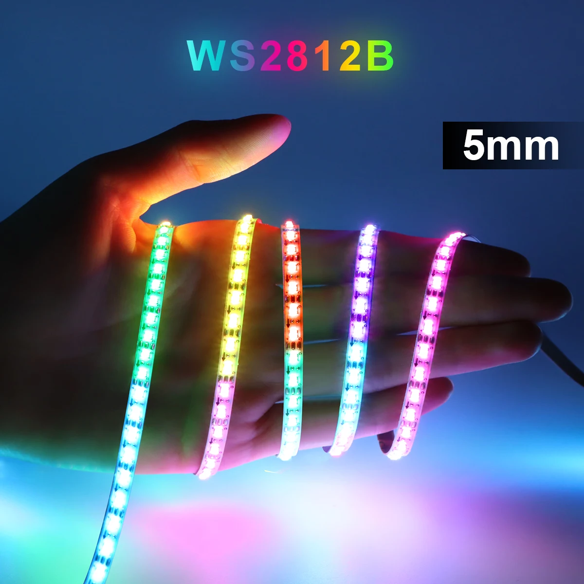 5V adressierbare WS2812B RGBIC LED-Streifenlichter 5mm Traumfarbenes LED-Band für PC Desktop-Hintergrundbeleuchtung Dekoration RGB