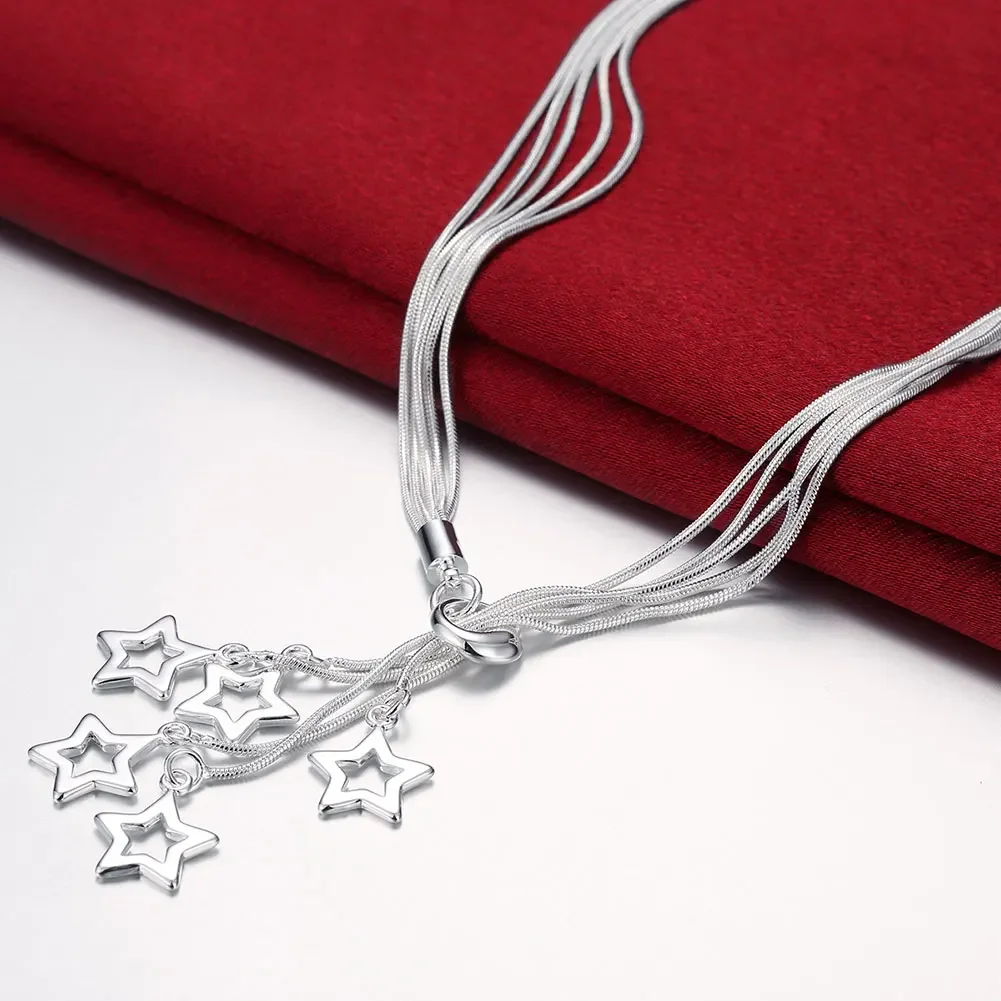 Trend fine 925 Sterling Silver Pretty star necklace bracelet for women Jewelry set Party designer jewelry classic Couple gifts