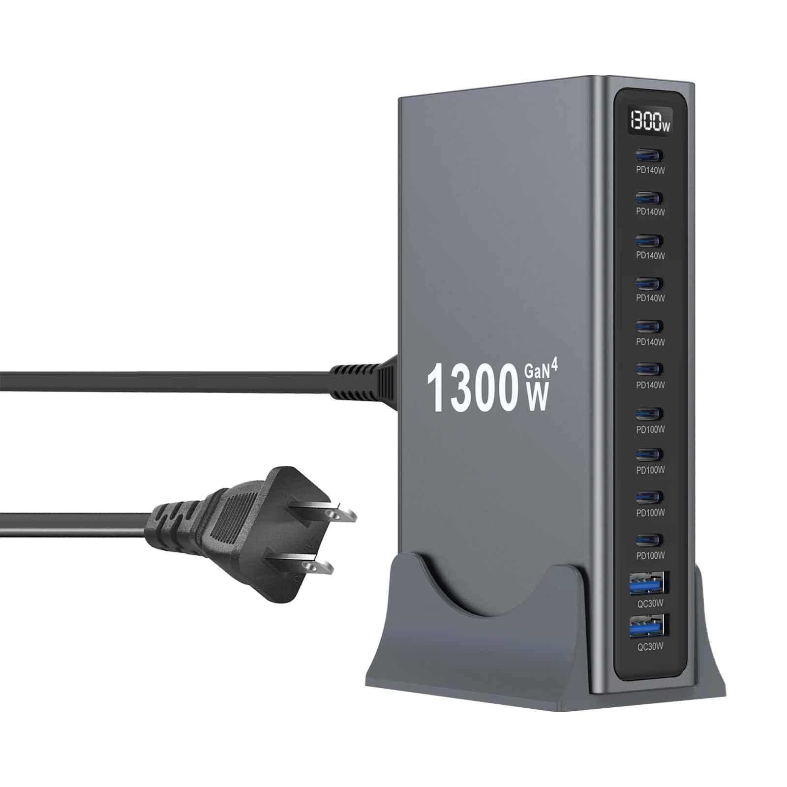 1300W Multi-Port-USB-Ladegerät GaN Desktop-Schnellladestation für iPhone Samsung Xiaomi MacBook Laptops Tablets Schnellladegerät