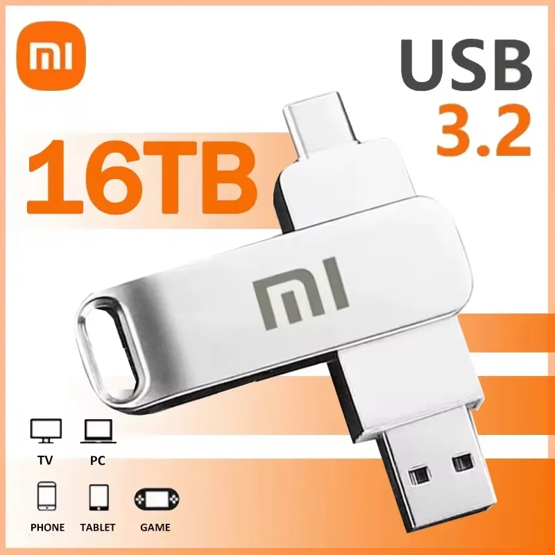 Xiaomi 16TB Flash Drives Usb 3.2 Super High Speed Metal Transfer U Disk Pen Drive 8TB Waterproof Type C Disk SSD USB Drive Disk