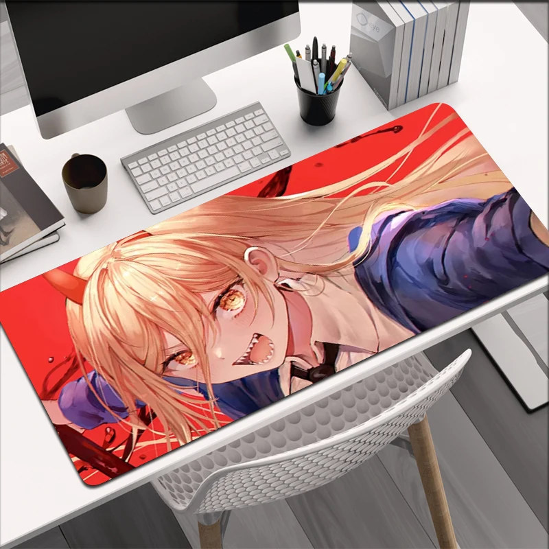 Hot Anime Keyboard Gaming Mouse Pad C-Chainsaws M-Man Power Large Laptop Pads Gamer Accessories Table Mat Rubber Soft XXL Carpet