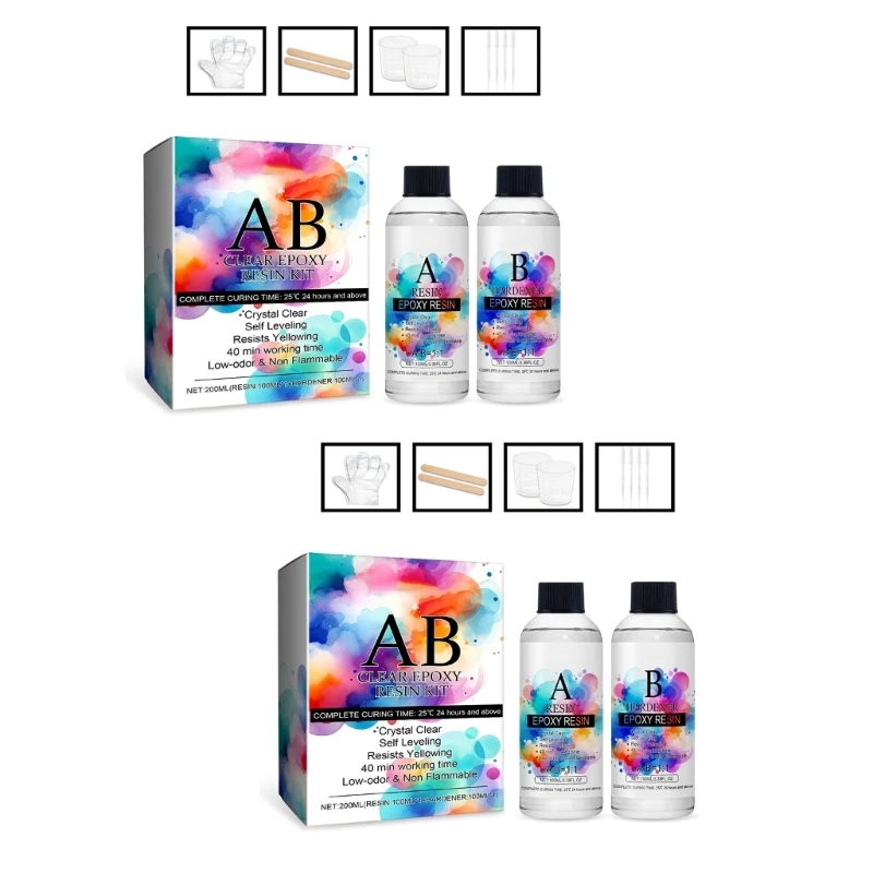 Наборы эпоксидной смолы Набор эпоксидной смолы 1:1 с мерными стаканчиками Перчатки-палочки Набор прозрачной литейной смолы для